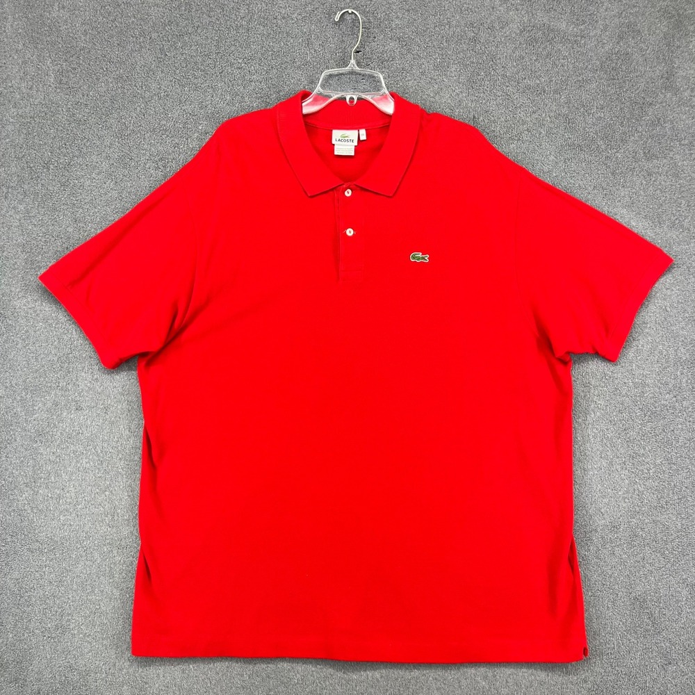 Lacoste Polo Shirt Mens 10R 3XL / 4XL Red Short Sleeve Pique Cotton Classic Logo